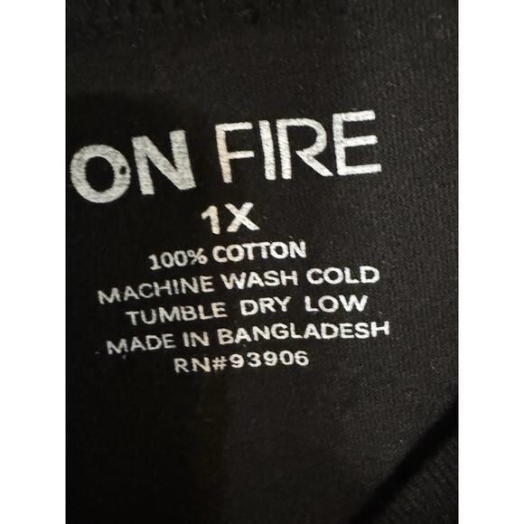 On Fire Black Long Sleeved Tee, Bossy Quote, Rhinestones, Cotton, 1X - Picture 6 of 6